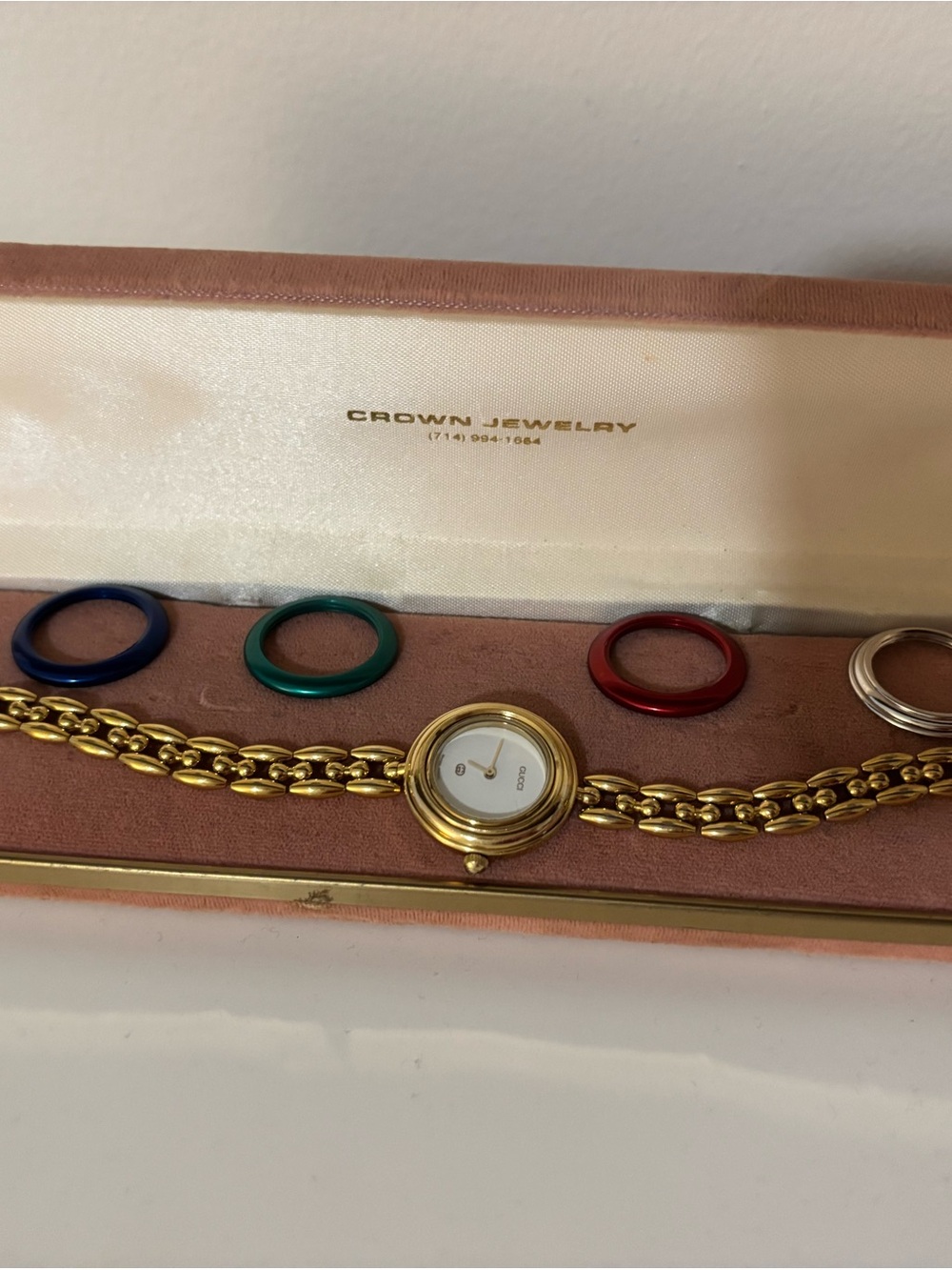 Authentic Gucci Gold Change Bezel 11/12 Rice Link 7.5” Bracelet Watch COA - Picture 3 of 16